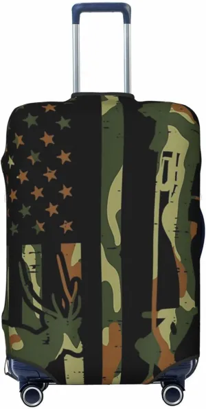 Luggage Cover For Travel Patriotic Camo Flag Bow Deer Hunting–dustproof Ideal For Travel 20-28 Inch.