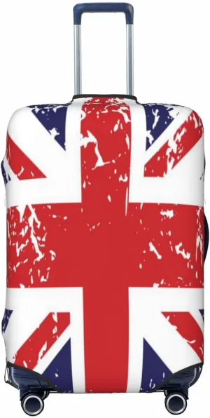 Luggage Cover For Travel Retro Uk London Theme With Inscriptions British Symbols– Scratch-Resistant Ideal For Travel 20-28 Inch.