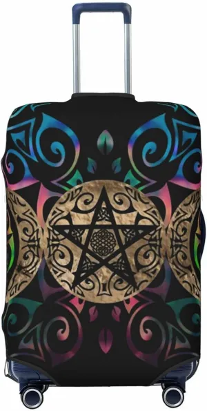 Luggage Cover For Travel Triple Moon Goddess Pentacle Crescent– High Elasticity Ideal For Travel 20-28 Inch.