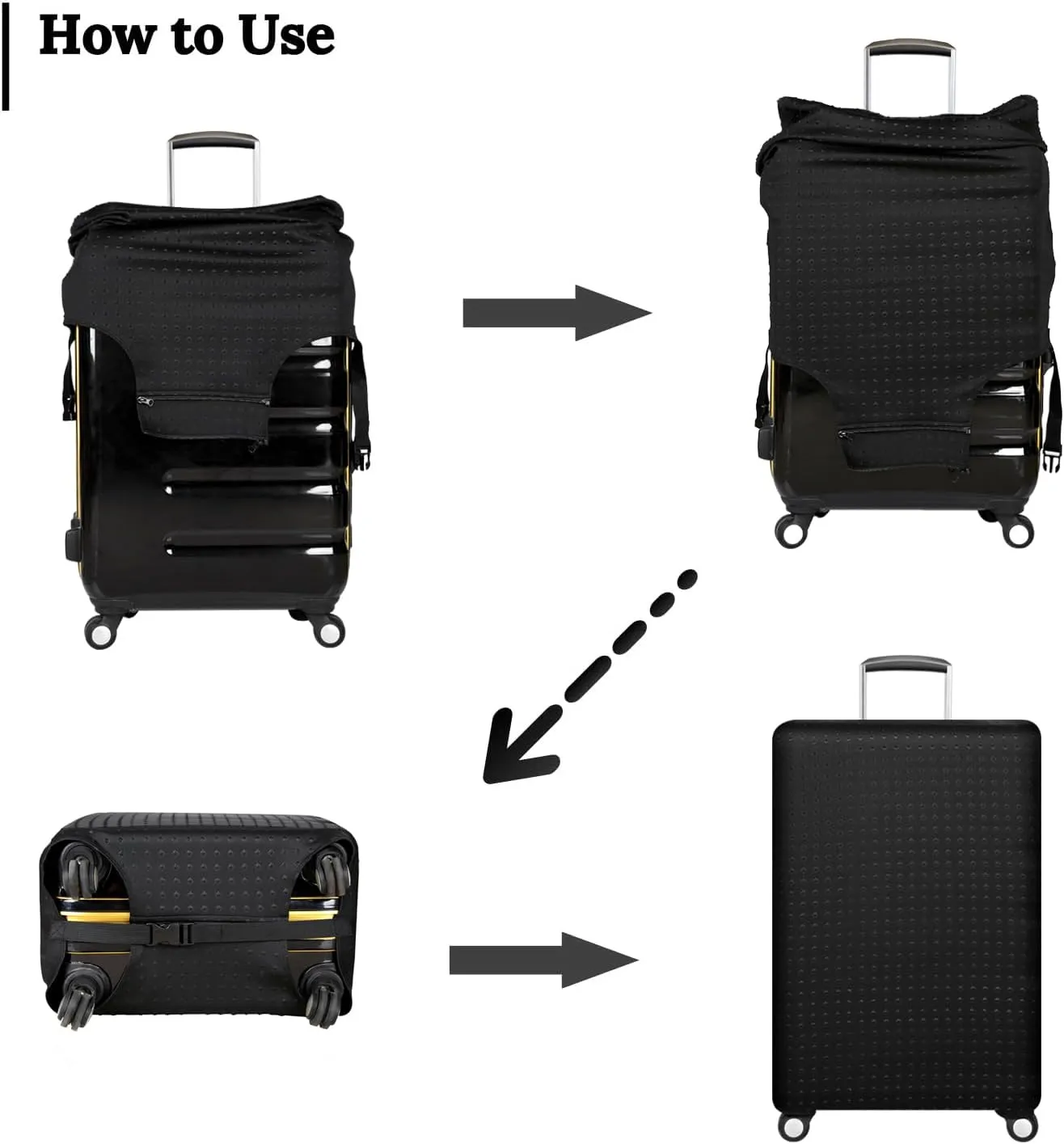 Luggage Cover, THome Protective Washable Suitcase Cover - Travel Elastic Spandex Suitcase Protector Fits 26 to 29 Inch Black