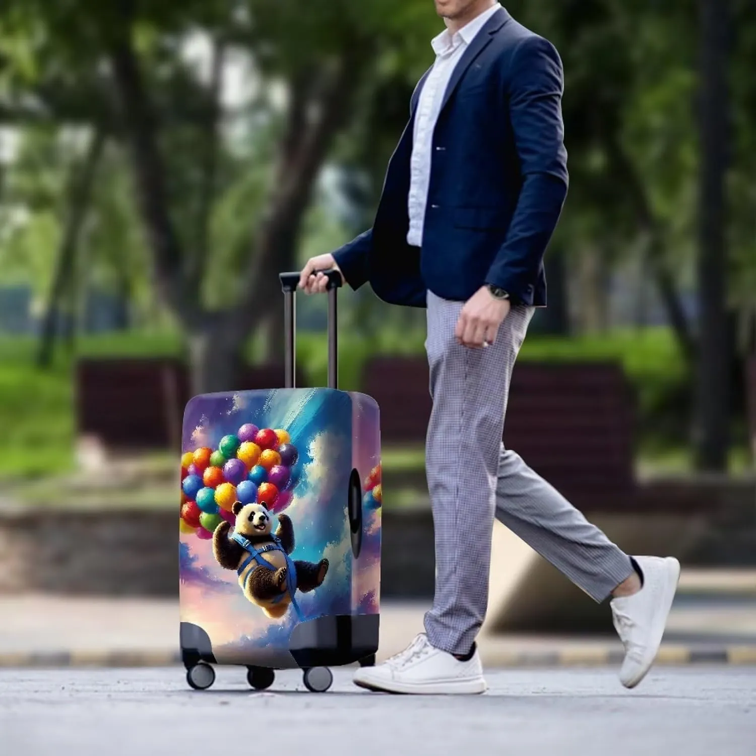 Luggage Covers Balloons Suitcase Covers Panda Bag Covers for Luggage Luggage Sleeve Cover Carry on Cover Protector Luggage Protector Cover for Luggage (L Size for 25-28 Inch) Suitcase Cover