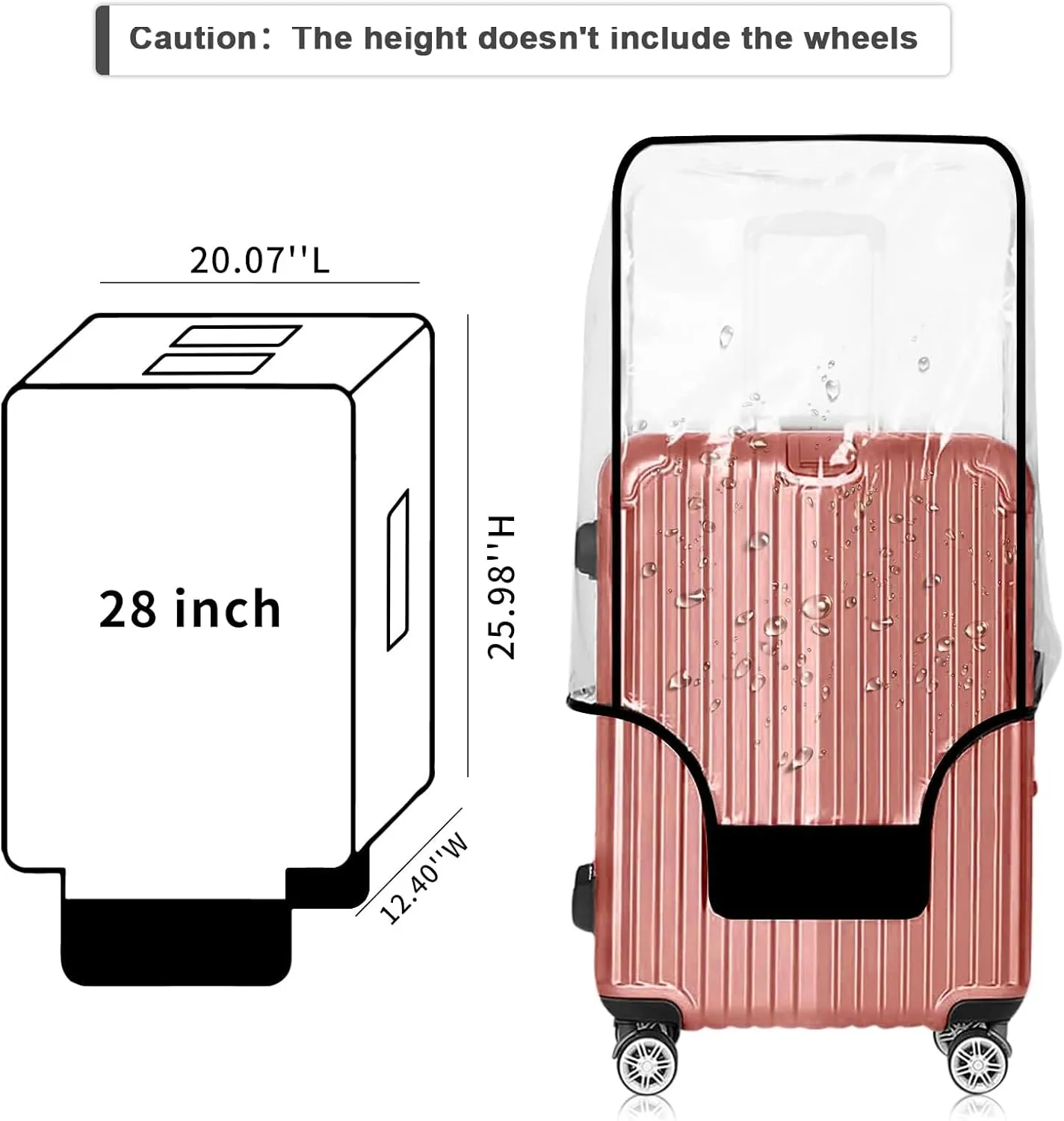 Luggage Covers for Suitcase Tsa Approved Clear PVC Waterproof Suitcase Covers Luggage Protectors 26-28Inch (25.98''H x 20.07''L x 12.40''W)