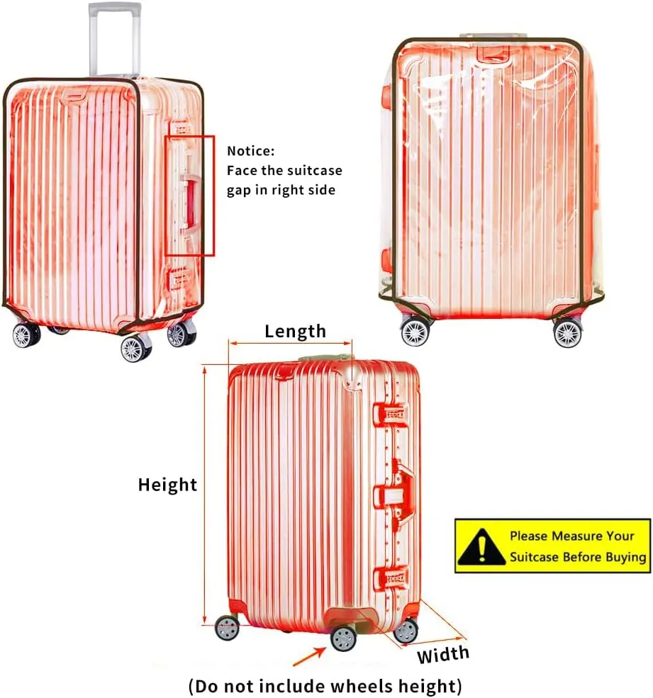 Luggage Covers for Suitcase Tsa Approved Clear PVC Waterproof Suitcase Covers Luggage Protectors 26-28Inch (25.98''H x 20.07''L x 12.40''W)