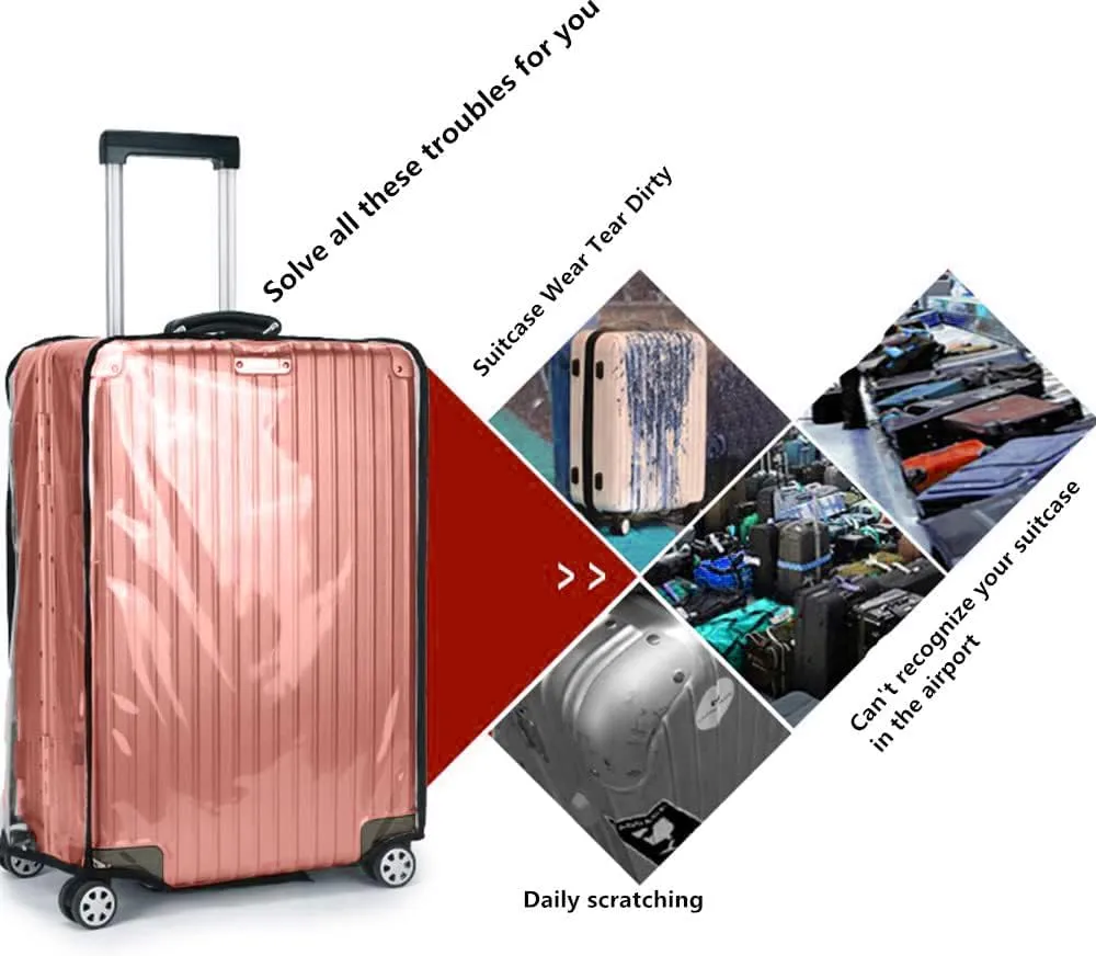 Luggage Covers for Suitcase Tsa Approved Clear PVC Waterproof Suitcase Covers Luggage Protectors 26-28Inch (25.98''H x 20.07''L x 12.40''W)