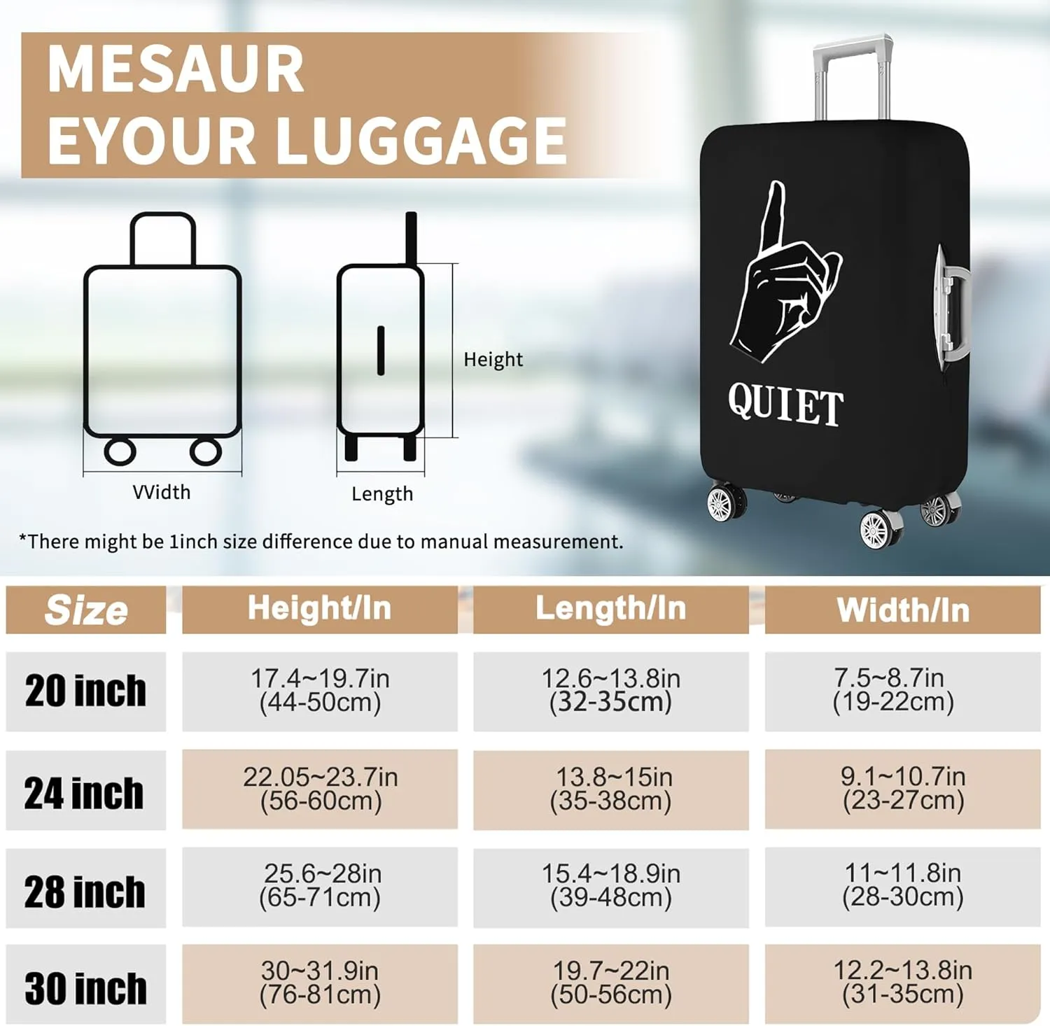 Luggage Covers For Suitcase Tsa Approved, Washable Luggage Cover Elastic Luggage Protector Scratch Resistant Luggage Cover For 30-32 Inch Wheeled Luggage(QUIET-30 inch)