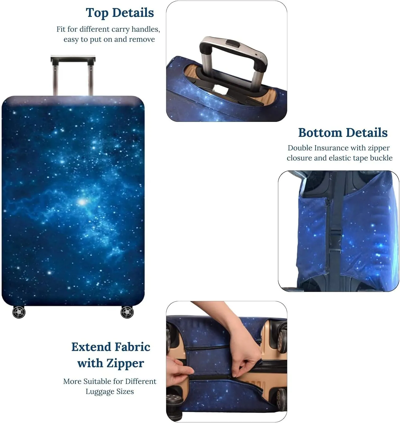 Luggage Cover,Washable Elastic Suitcase Cover Protector Galaxy, XL: Fit 29-30 Inch Luggage