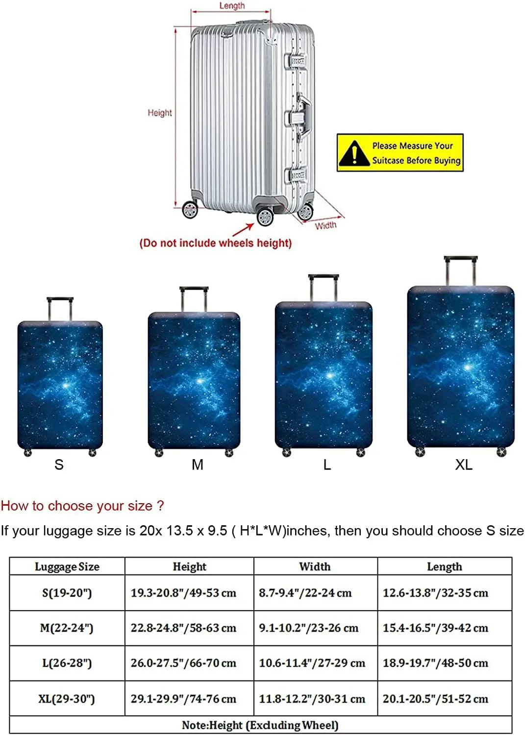 Luggage Cover,Washable Elastic Suitcase Cover Protector Galaxy, XL: Fit 29-30 Inch Luggage