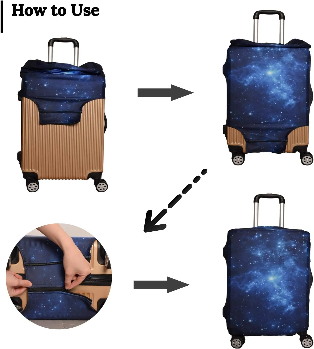 Luggage Cover,Washable Elastic Suitcase Cover Protector Galaxy, XL: Fit 29-30 Inch Luggage