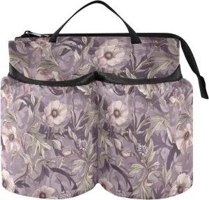 Luggage Cup Holder Adjustable Mauve Floral Travel Drink Carrier Flight Attendants Businessmen Travelers