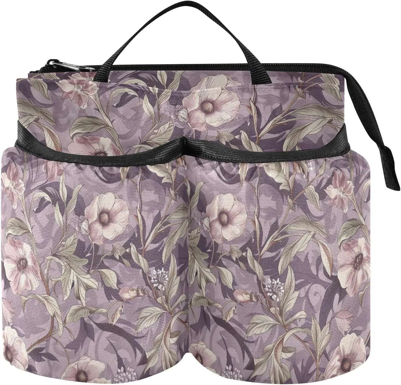 Luggage Cup Holder Adjustable Mauve Floral Travel Drink Carrier Flight Attendants Businessmen Travelers