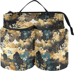 Luggage Cup Holder Convenient Pastoral Style Flowers Dark Color Travel Mug Holder Two Cup Holder for Airplane Travelers