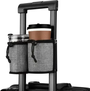 Luggage Cup Holder Travel Essentials Cup Holder, Hands-Free Drink Holder with 2 Coffee Mugs Tightening Drawstring, Accessory for Flying & Travelers - Travel Luggage Accessories by YSCEN (Grey)