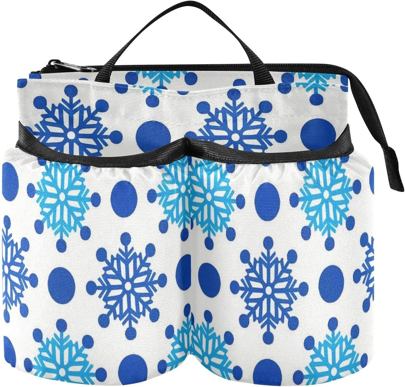 Luggage Drink Holder Multifunctional Snowflake Blue Polka Dot Travel Drink Bag with Strap Travel Gifts for World Travelers de sombreros para