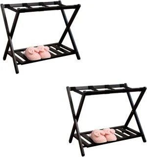 Luggage Rack 2 Pack - Suitcase Stand, Black Solid Wood Travel Bag Organizer for Hotel Rooms,Floor Shelf Travel Bag Organizer, Hotel/Bedroom/Guest Room, Solid Wood, 68X48X58CM (Size : 2pcs) (2pcs