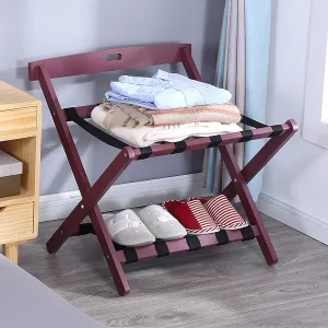 Luggage Rack Crafted in Solid Hardwood Foldable Wood Design Easy Assembly for Travel Simple and Modern Storage Rack Foldable Luggage Rack (Color : Red) (Black) (Color : Red)