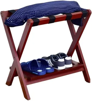 Luggage Rack for Guest Room - Suitcase Stand, Solid Wood Travel Bag Storage Rack, Hotel Home Luggage Rack/Shoe Rack, Foldable Hanger in Guest Room, Multi-Functional Portable Luggage Rack (Color :