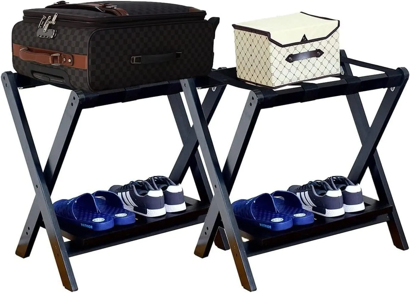 Luggage Rack for Guest Room - Suitcase Stand, Solid Wood Travel Bag Storage Rack, Hotel Home Luggage Rack/Shoe Rack, Foldable Hanger in Guest Room, Multi-Functional Portable Luggage Rack