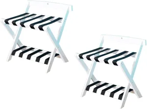 Luggage Rack for Guest Room - Suitcase Stand, White Household Hanger Furniture Landing Storage Shelf, Professional Hotel Luggage Holder, Solid Wood Travel Bag Luggage Storage Stand,2pcs