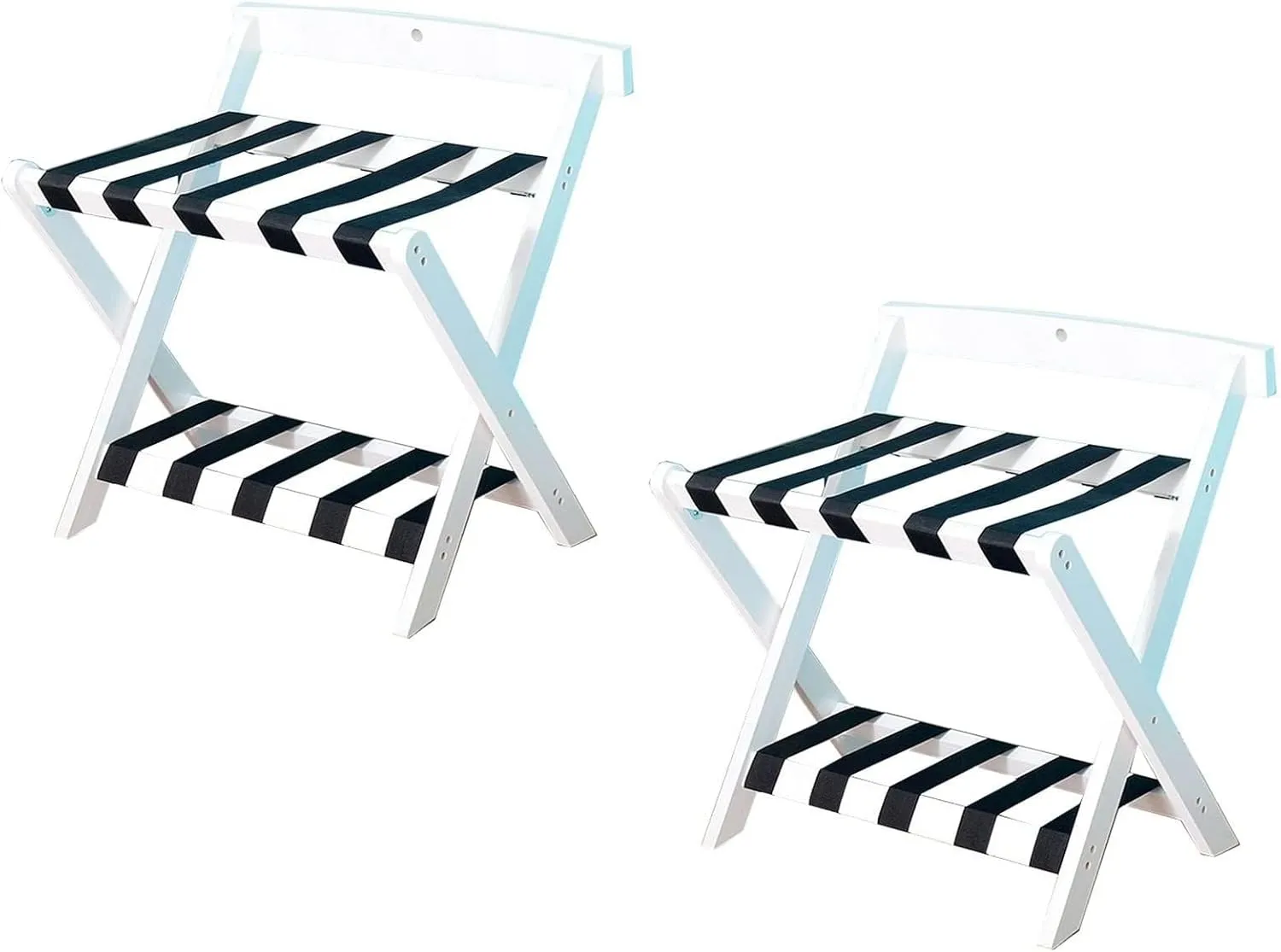 Luggage Rack for Guest Room - Suitcase Stand, White Household Hanger Furniture Landing Storage Shelf, Professional Hotel Luggage Holder, Solid Wood Travel Bag Luggage Storage Stand,2pcs