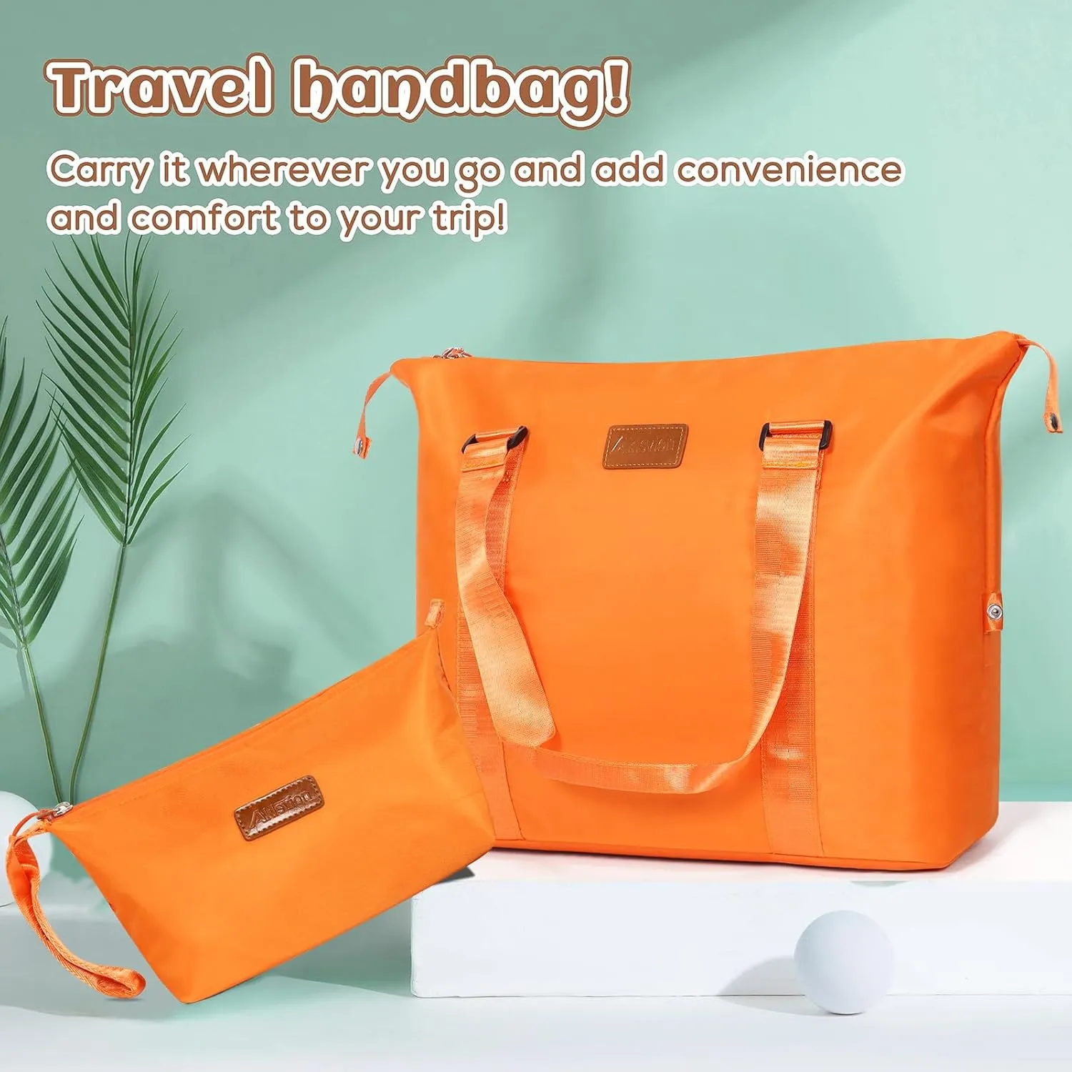Luggage Set 3 Piece Luggage Set ABS hardshell Spinner Wheels Luggage Carry on Suitcase with Weekender bag & Toiletry bag（Orange）