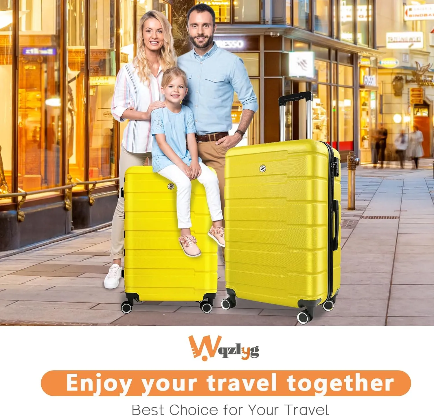 Luggage Sets 2 Piece with Spinner Wheels,20 Inch Carry On and 24 Inch Checked Luggage,Hardside Lightweight Rolling Travel Suitcase with TSA Lock,Yellow