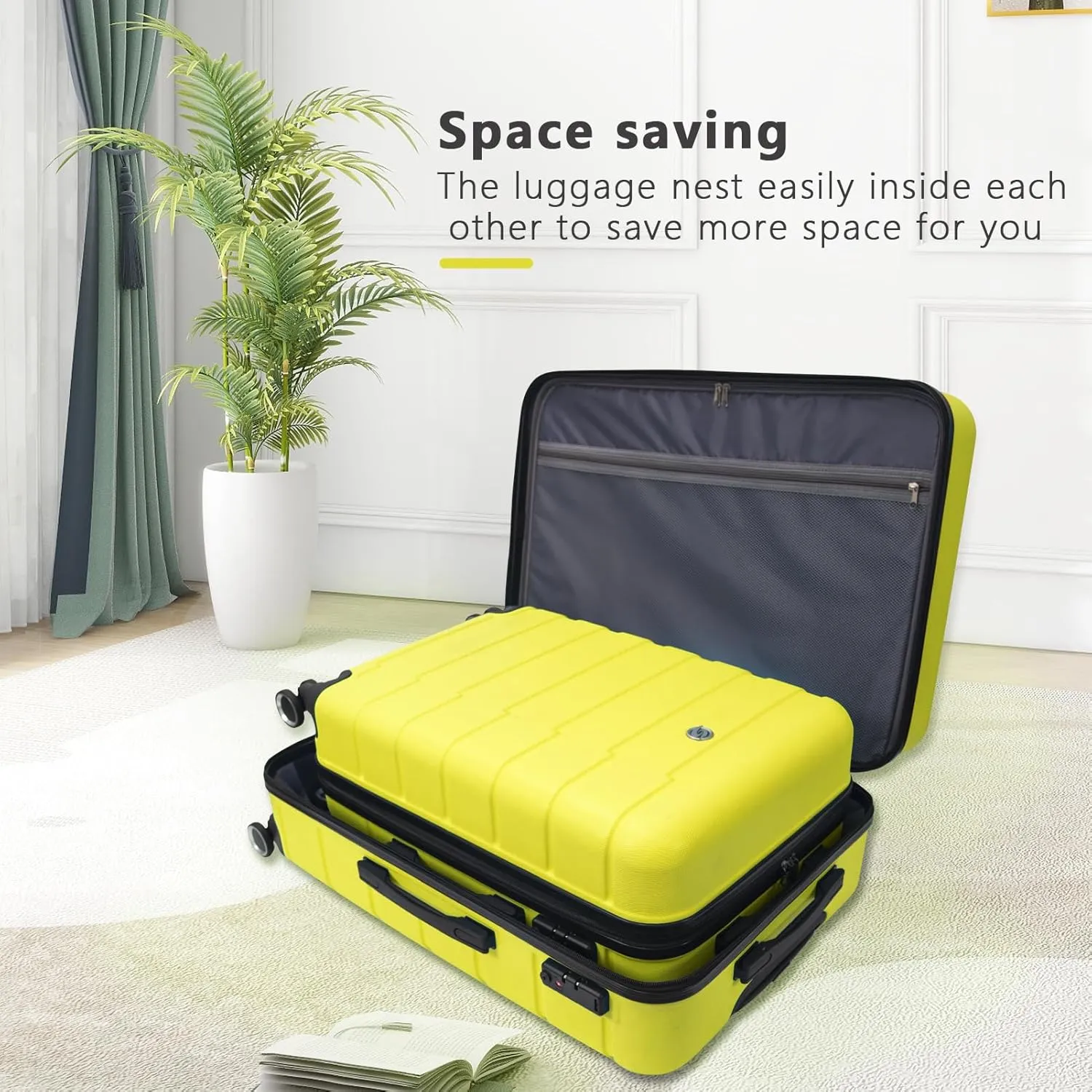 Luggage Sets 2 Piece with Spinner Wheels,20 Inch Carry On and 24 Inch Checked Luggage,Hardside Lightweight Rolling Travel Suitcase with TSA Lock,Yellow