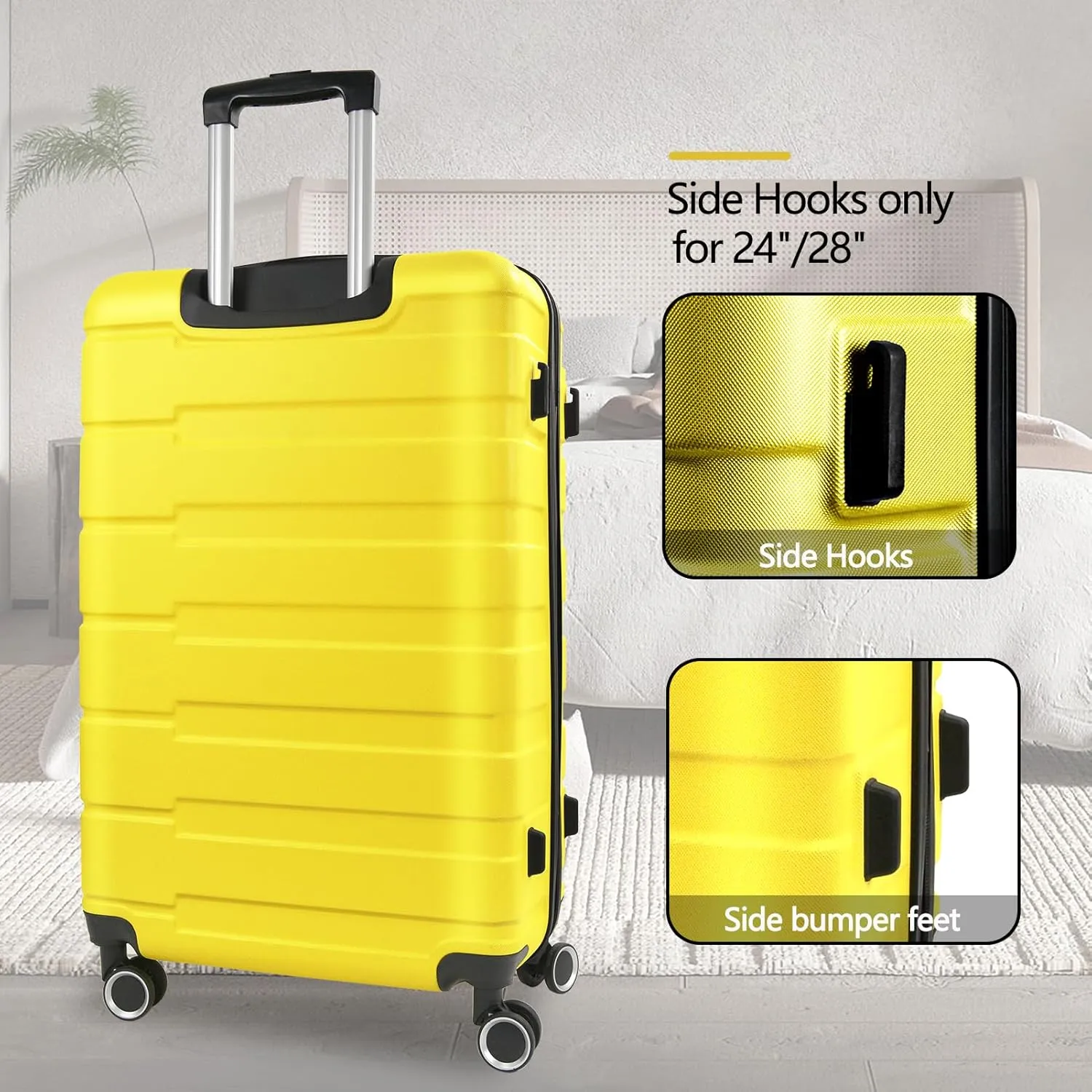 Luggage Sets 2 Piece with Spinner Wheels,20 Inch Carry On and 24 Inch Checked Luggage,Hardside Lightweight Rolling Travel Suitcase with TSA Lock,Yellow