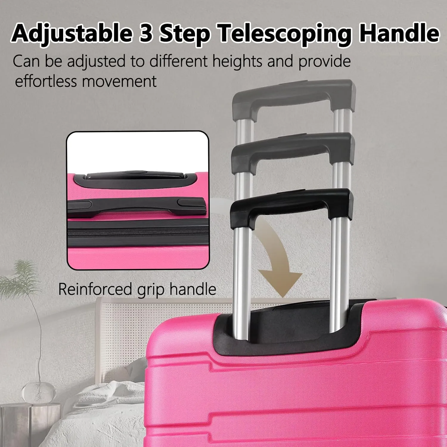 Luggage Sets 2 Piece,24 Inch and 28 Inch Checked Luggage,Hard shell Travel Large Suitcase Sets,Lightweight 2 Piece Luggage Sets with Spinner Wheels,Rose Red