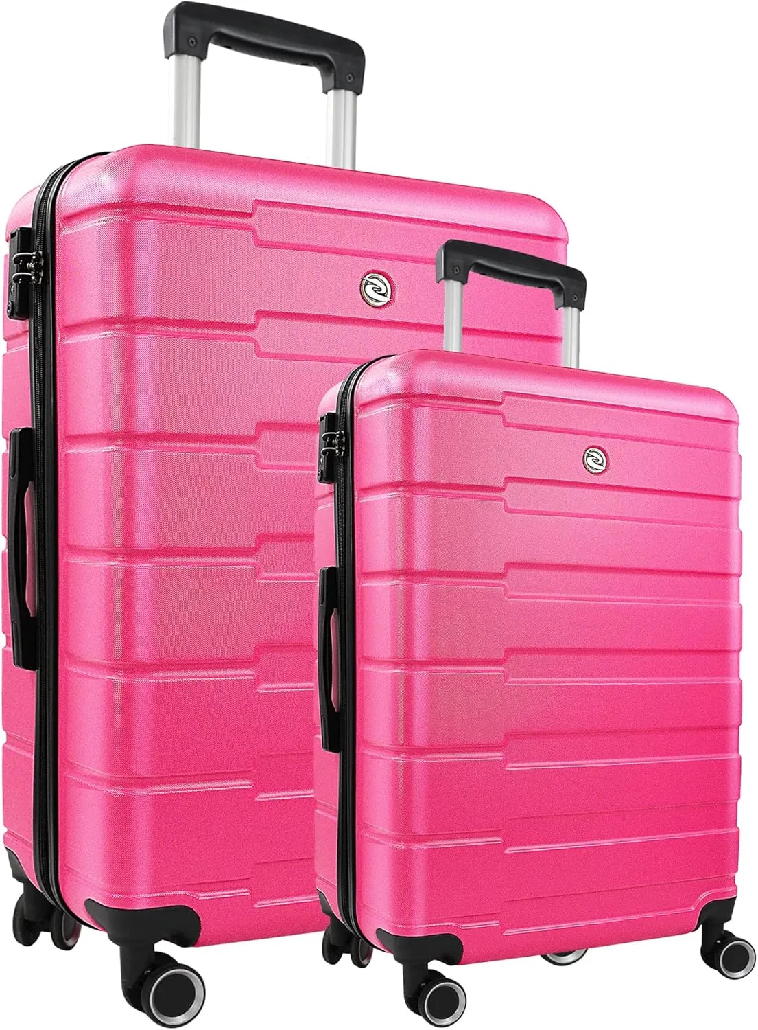 Luggage Sets 2 Piece,24 Inch and 28 Inch Checked Luggage,Hard shell Travel Large Suitcase Sets,Lightweight 2 Piece Luggage Sets with Spinner Wheels,Rose Red