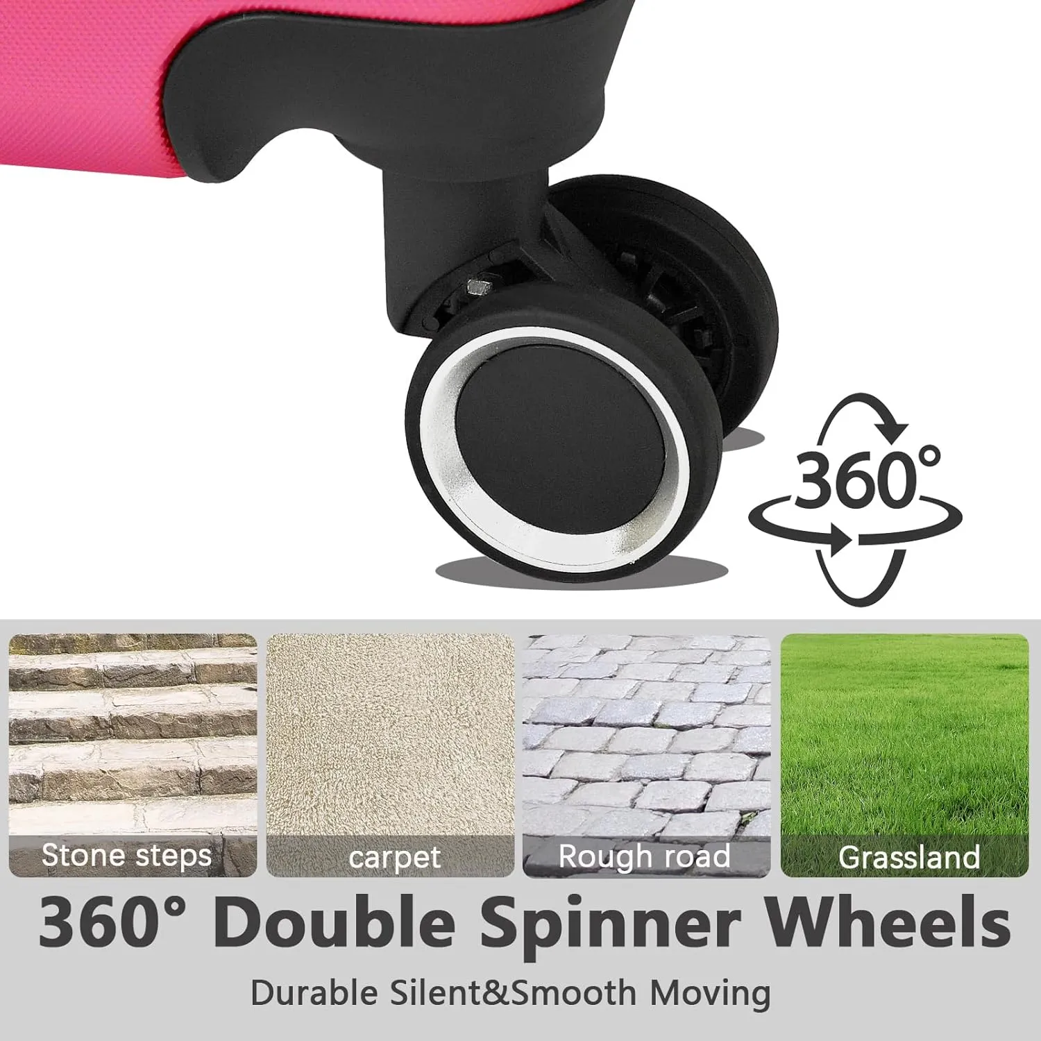 Luggage Sets 2 Piece,24 Inch and 28 Inch Checked Luggage,Hard shell Travel Large Suitcase Sets,Lightweight 2 Piece Luggage Sets with Spinner Wheels,Rose Red