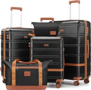 Luggage Sets 3 Piece, Suitcases with Wheels, Hardshell Suitcase Set, PC ABS Carry on Luggage Set with TSA Lock, Travel Luggage (Black)