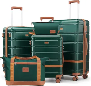 Luggage Sets 3 Piece, Suitcases with Wheels, Hardshell Suitcase Set, PC ABS Carry on Luggage Set with TSA Lock, Travel Luggage (Drak Green)