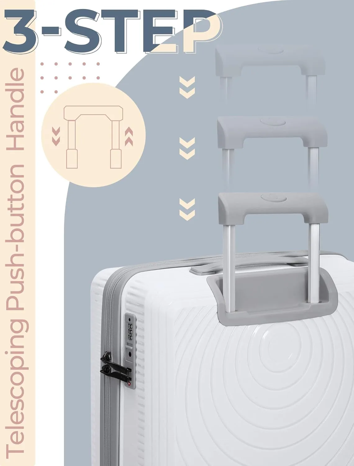 Luggage Sets 5 Piece, Suitcases with Wheels, Hardshell Suitcase Set, PP Carry on Luggage Set with TSA Lock, Travel Luggage