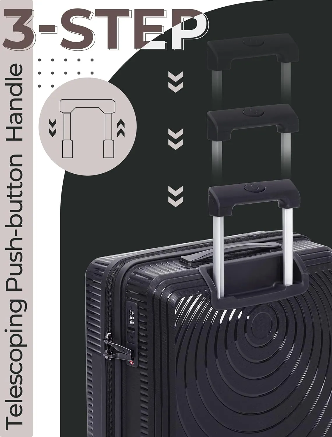 Luggage Sets 5 Piece, Suitcases with Wheels, Hardshell Suitcase Set, PP Carry on Luggage Set with TSA Lock, Travel Luggage