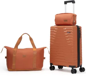 Luggage Sets 5 Piece, Suitcases with Wheels, PP Hard Case Luggage with Upgraded Shock-absorbing Spinner Wheel&TSA Lock, Carry On Luggage Set (BurntOrange, 3 Piece Sets (20/DB/TB))