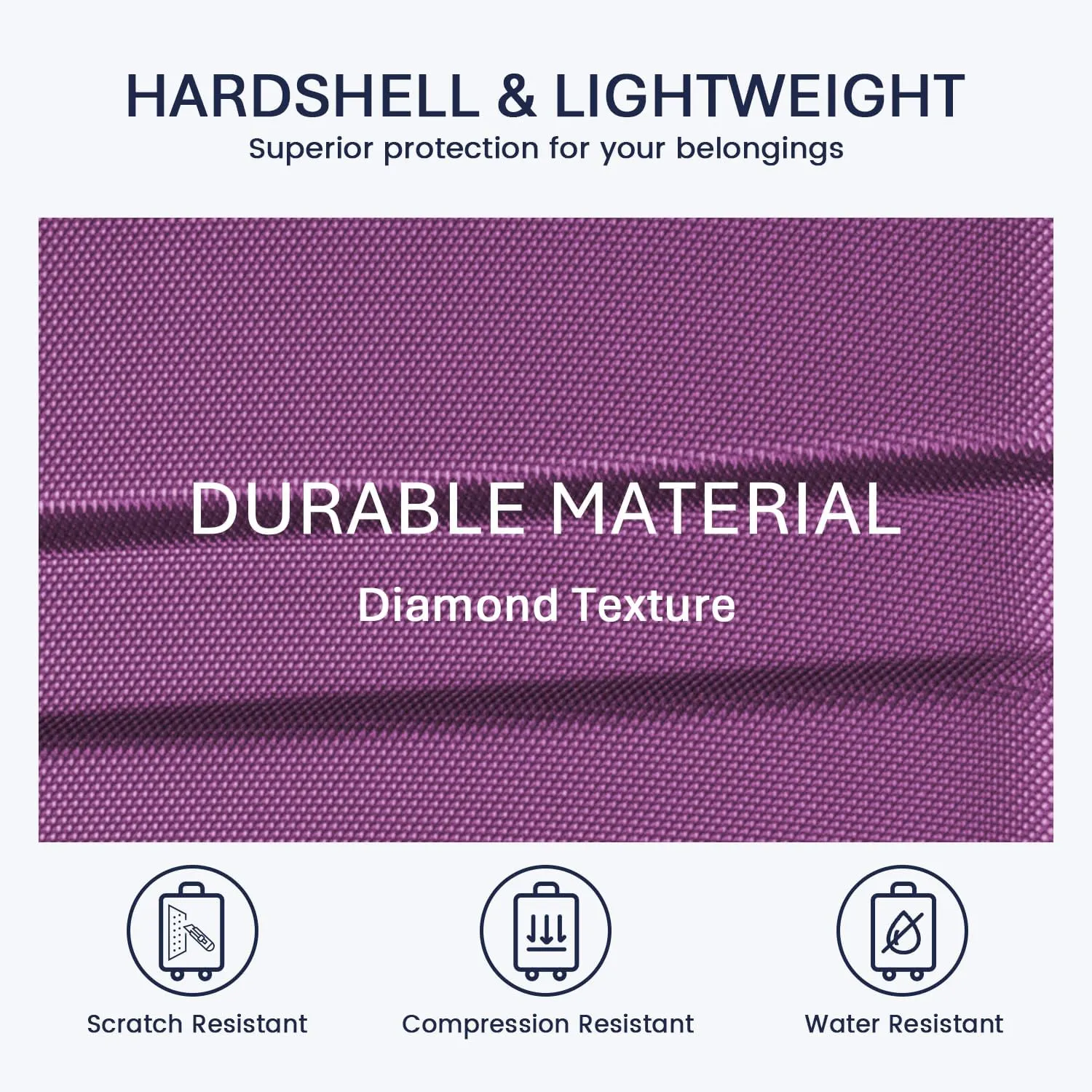 Luggage Sets Hardside Lightweight Suitcase with Spinner Wheels TSA Lock, 3-Piece Set (20/24/28), Purple