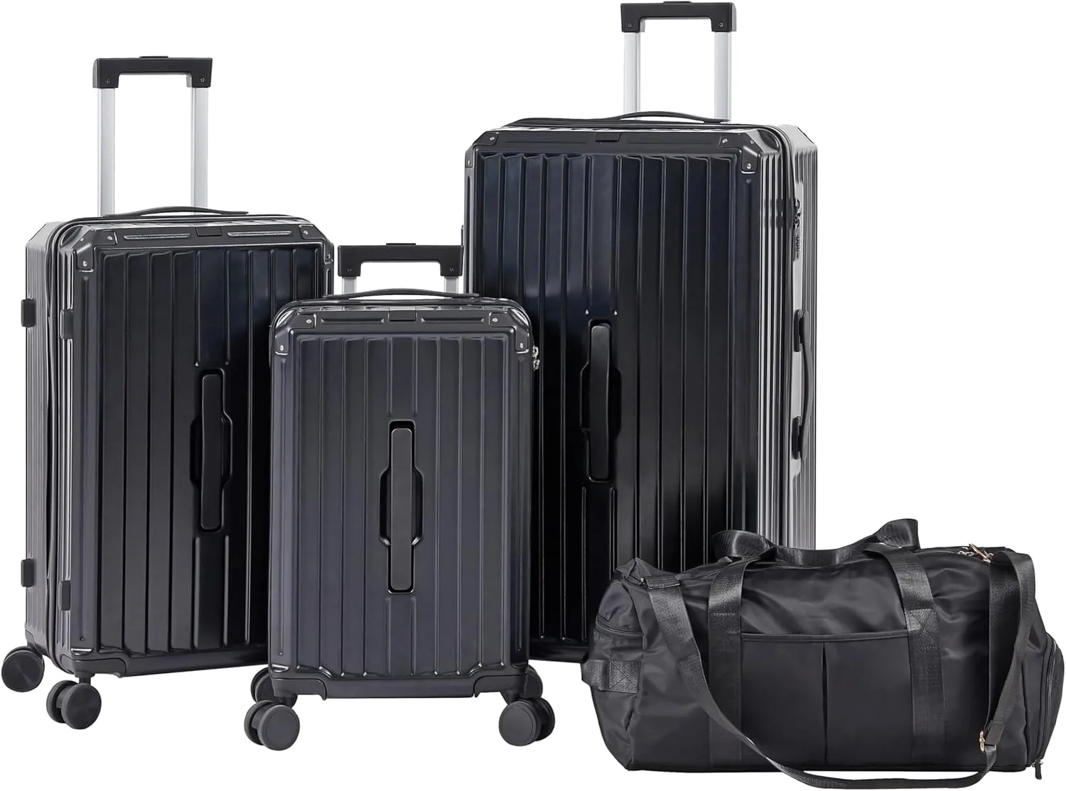 Luggage Sets of 4 Pieces, Travel Luggage Suitcase with TSA Lock, Collapsible Cup Holder, 360 Degree Silent Spinner Wheels for Travel (20"/24"/29"/Travel Bag) Black One Size