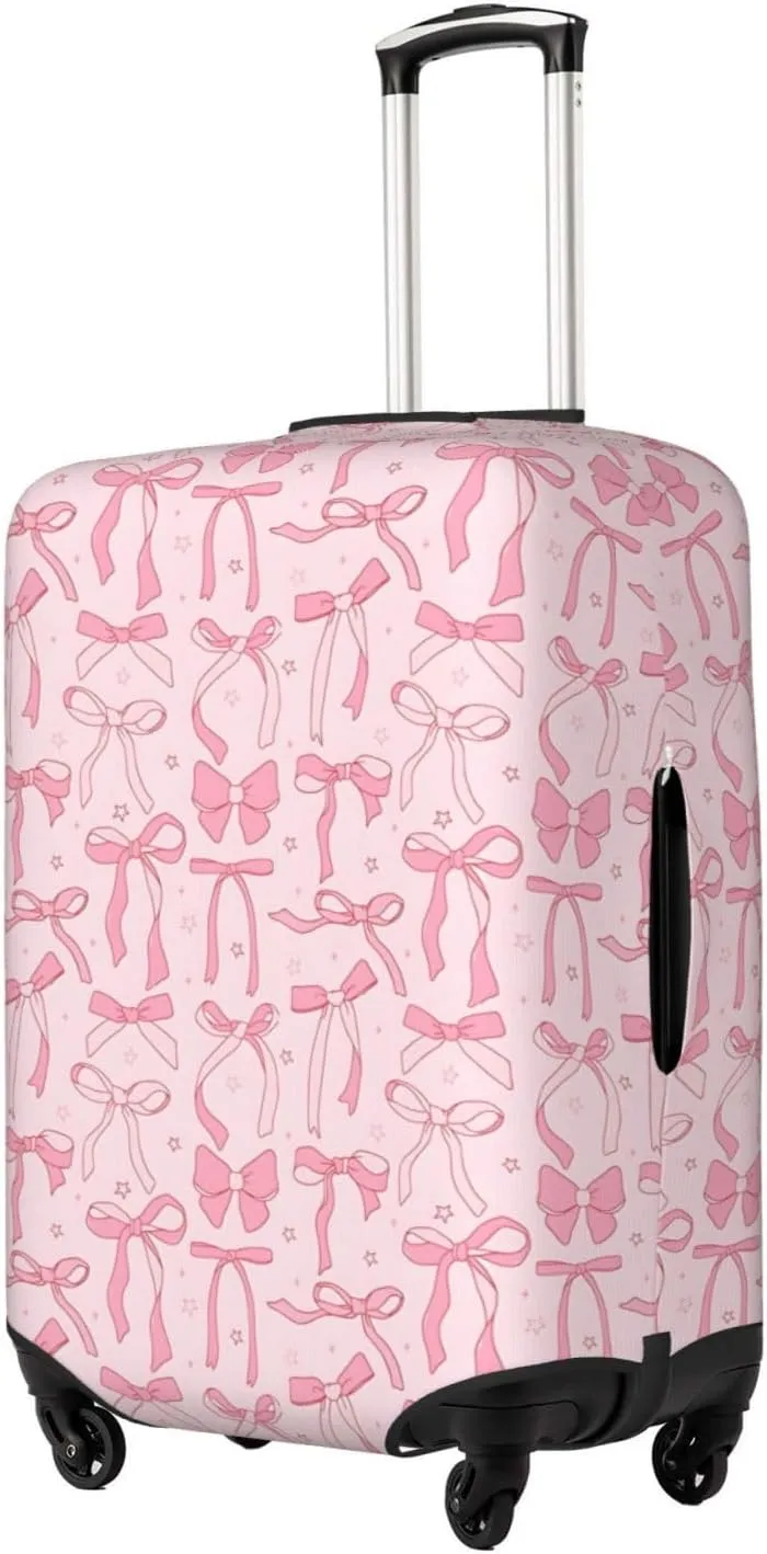 Luggage Suitcase Covers for Luggage Pink Bows 2, High Elasticity Washable Travel Baggage Protector Case Fits 25-28 in