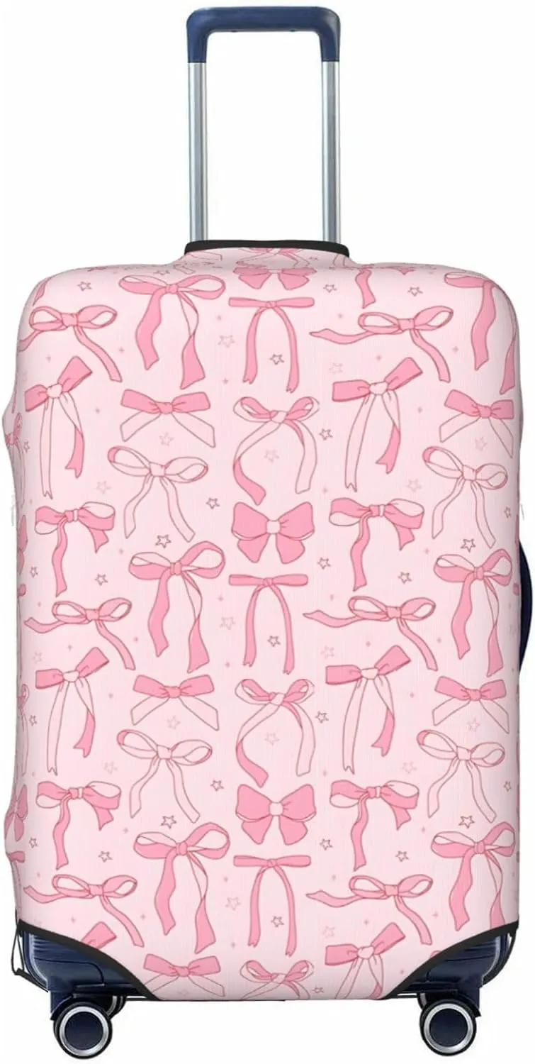 Luggage Suitcase Covers for Luggage Pink Bows 2, High Elasticity Washable Travel Baggage Protector Case Fits 25-28 in