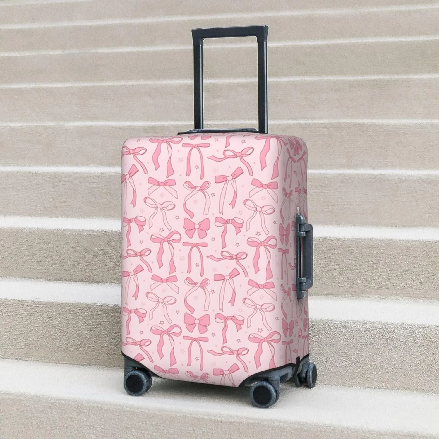 Luggage Suitcase Covers for Luggage Pink Bows 2, High Elasticity Washable Travel Baggage Protector Case Fits 25-28 in