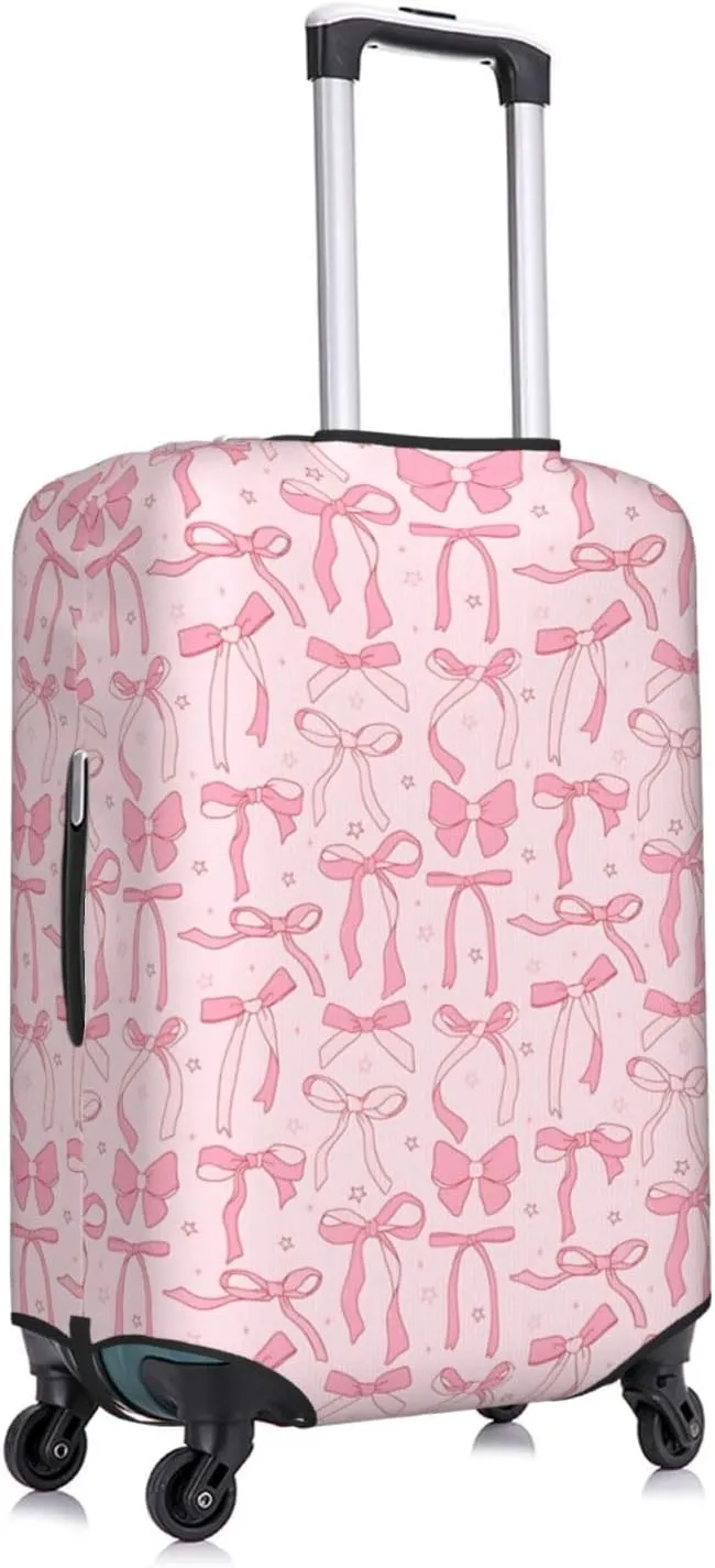 Luggage Suitcase Covers for Luggage Pink Bows 2, High Elasticity Washable Travel Baggage Protector Case Fits 25-28 in