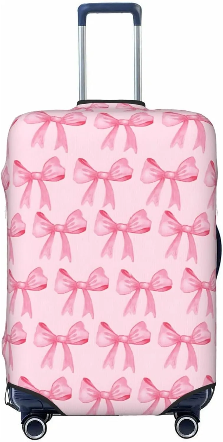 Luggage Suitcase Covers for Luggage Pink Bows, High Elasticity Washable Travel Baggage Protector Case Fits 25-28 in