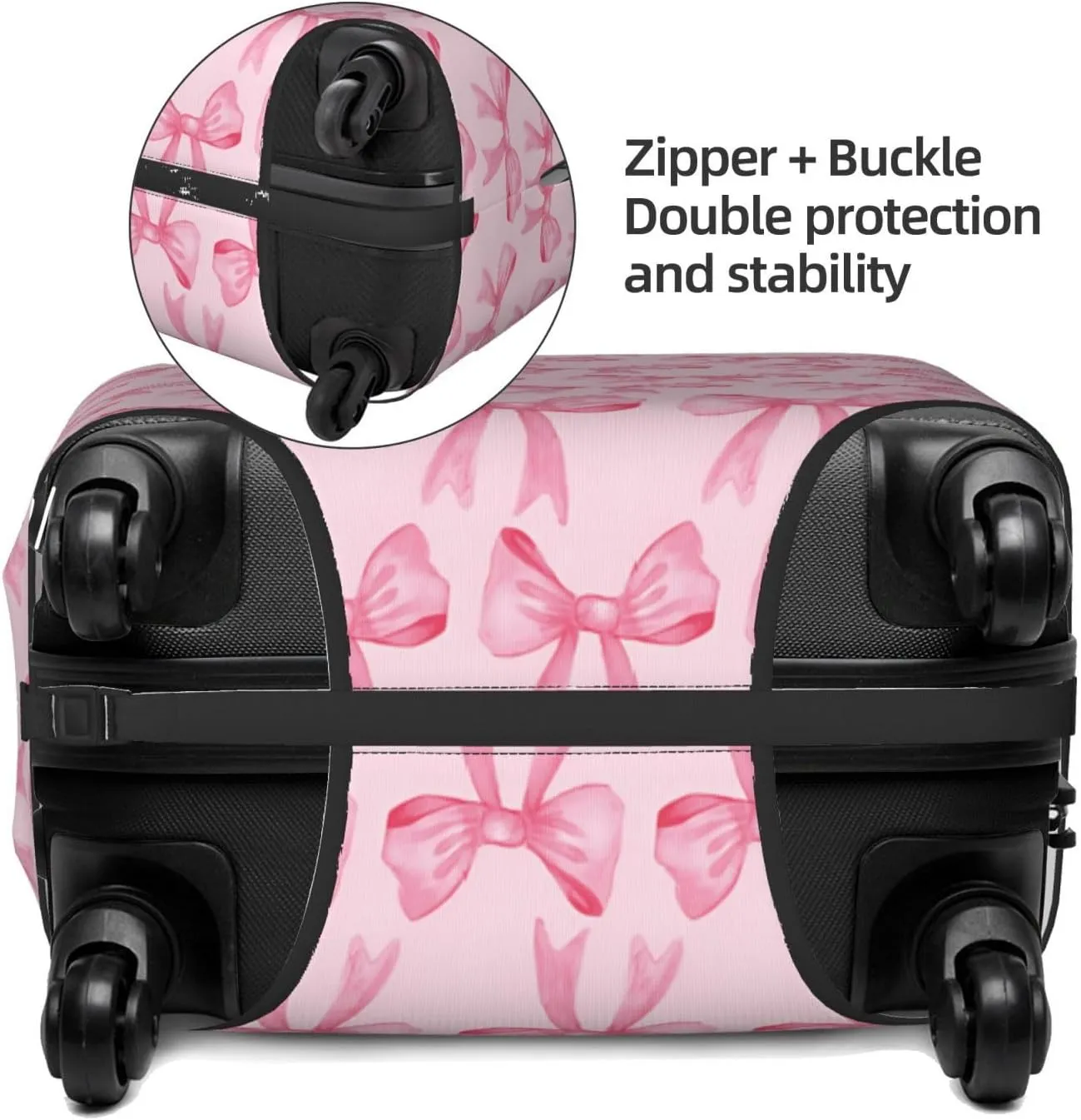 Luggage Suitcase Covers for Luggage Pink Bows, High Elasticity Washable Travel Baggage Protector Case Fits 25-28 in
