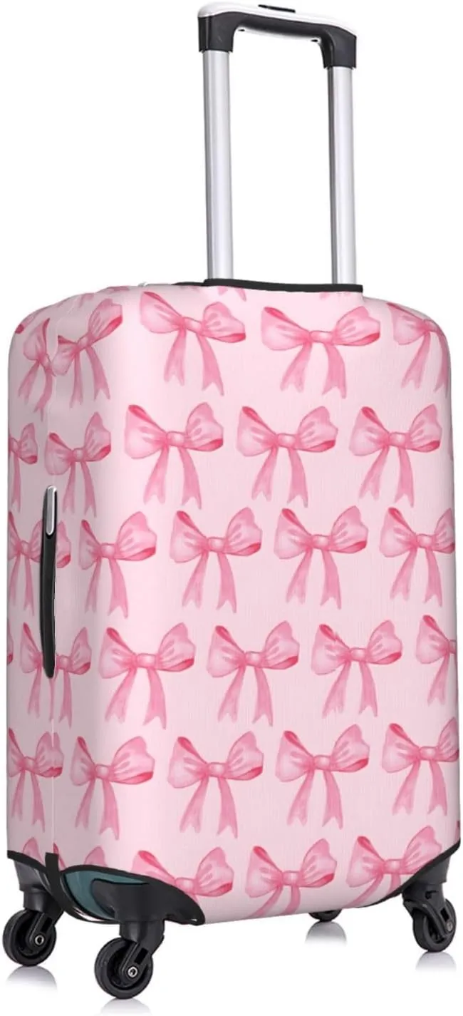 Luggage Suitcase Covers for Luggage Pink Bows, High Elasticity Washable Travel Baggage Protector Case Fits 25-28 in