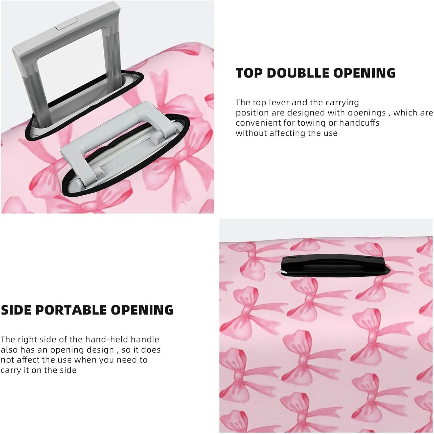 Luggage Suitcase Covers for Luggage Pink Bows, High Elasticity Washable Travel Baggage Protector Case Fits 25-28 in