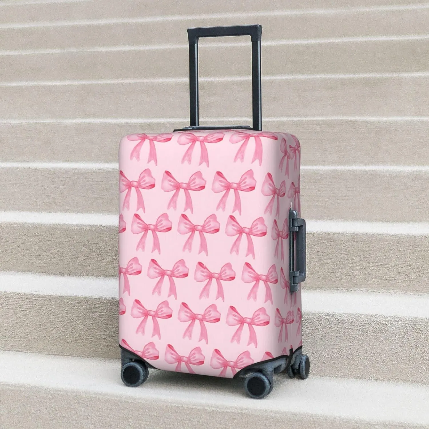 Luggage Suitcase Covers for Luggage Pink Bows, High Elasticity Washable Travel Baggage Protector Case Fits 25-28 in
