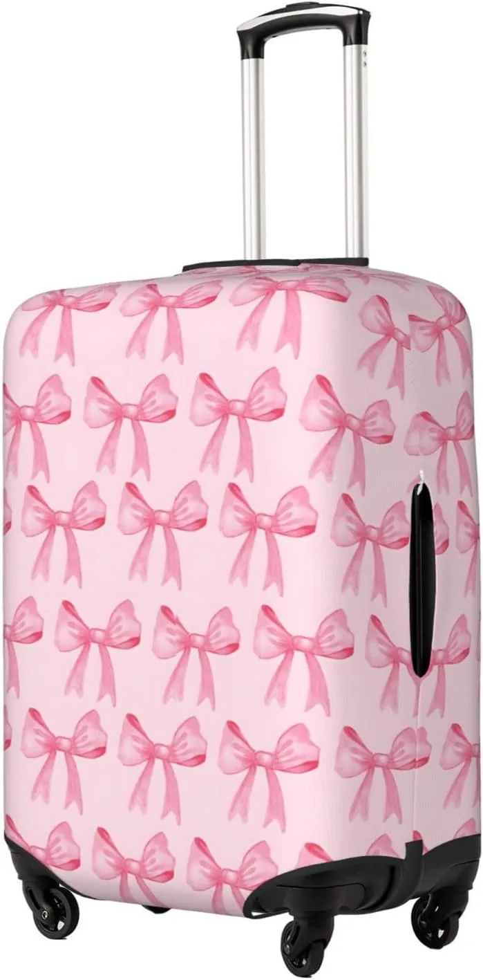 Luggage Suitcase Covers for Luggage Pink Bows, High Elasticity Washable Travel Baggage Protector Case Fits 25-28 in