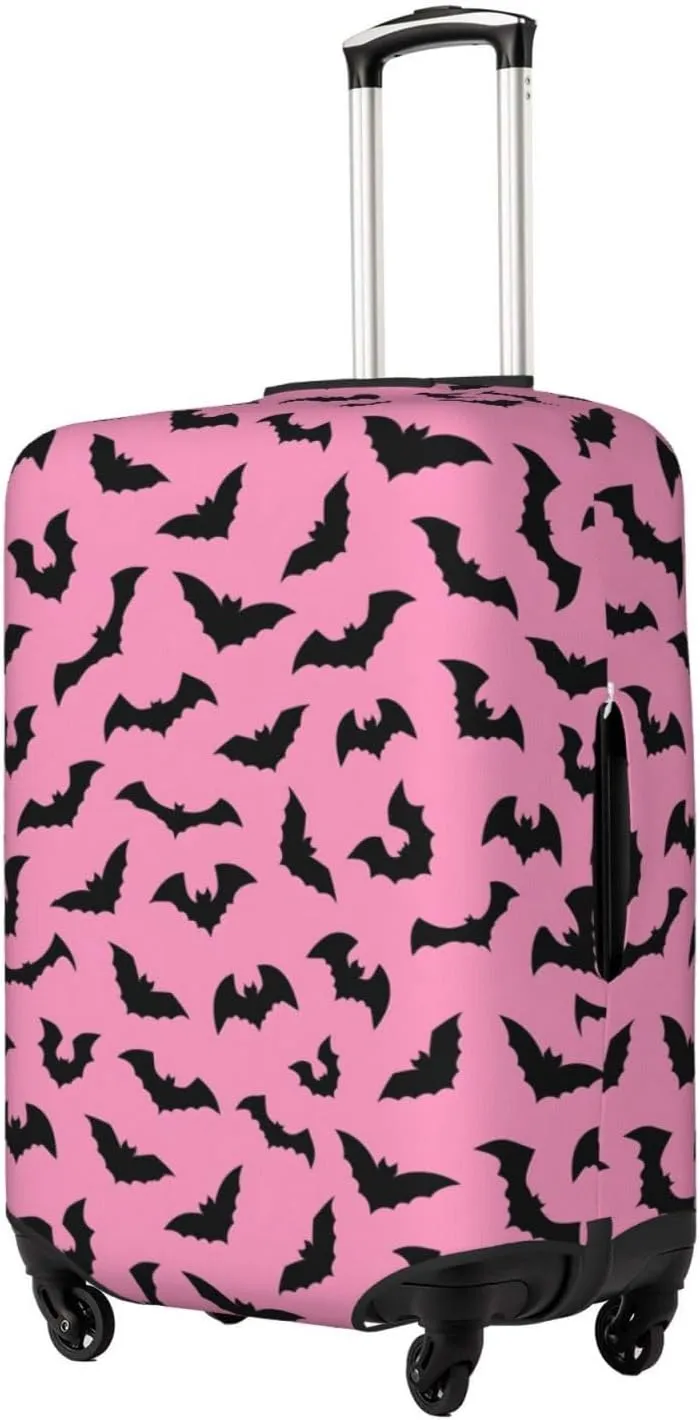 Luggage Suitcase Covers for Luggage Pink Halloween Bats, High Elasticity Washable Travel Baggage Protector Case Fits 25-28 in