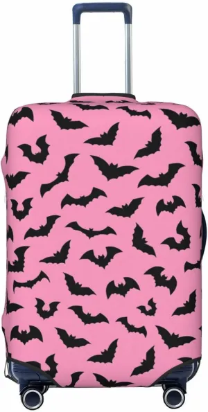 Luggage Suitcase Covers for Luggage Pink Halloween Bats, High Elasticity Washable Travel Baggage Protector Case Fits 25-28 in
