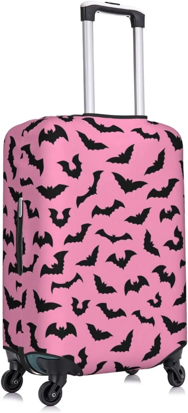 Luggage Suitcase Covers for Luggage Pink Halloween Bats, High Elasticity Washable Travel Baggage Protector Case Fits 25-28 in